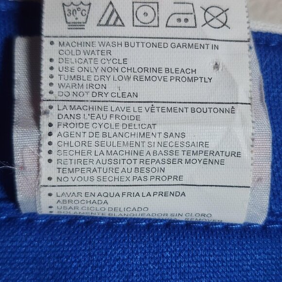 Chicago Cubs Jersey Womens XL Blue White MLB Baseball Button Front Script Raglan - Picture 6 of 9